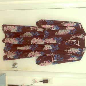 NWT Ann Taylor Floral Tie Neck Shirtdress